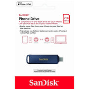 SanDisk SDIXD0N-256G-AW6ME Phone Drive 256GB USB Flash Drive for iPhone, Lightning and USB Type-C, Metallic Sky