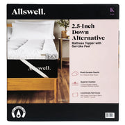 Allswell Down Alternative Mattress Topper, Medium Firmness, White, King Size, 2.5 Inch Thickness, WM23AW-TP21KG