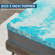 MLILY WAL-TPA040Q0000C 4 inch Cooling Gel Memory Foam Mattress Topper, Queen Blue