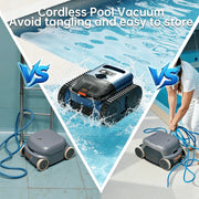 Seauto Cordless Robotic Pool Cleaner, Sonar Navigation, Auto Path Planning, Tangle-Free Design, Wall Climbing, 150-Min Runtime, Dark Blue, SAT-25-NEW