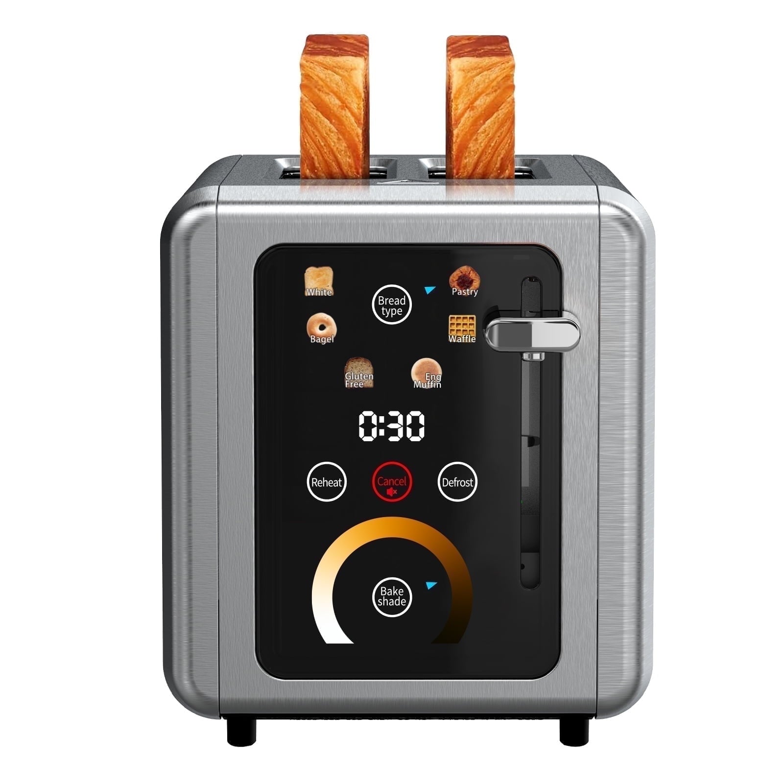 Vips Toaster WHALL 2 Slice Toaster, Touchscreen Toasters with Stainless Steel, Wide ...