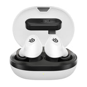 SteelSeries Arctis GameBuds Wireless Gaming Earbuds, 2.4GHz and Bluetooth 5.3, Active Noise Cancellation, 360 Spatial Audio, IP55 Water Resistant, 40H Battery with Qi Charging Case, White, 61708
