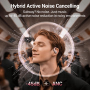 VEAT00L X19 Wireless Earbuds, Hybrid Active Noise Cancelling, Bluetooth 5.3, IPX7 Waterproof, Deep Bass, Over Ear Bud with Earhooks, 75H Playtime