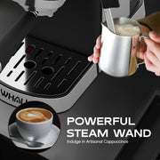 WHALL Espresso Machine, 20 Bar Pump, Touchscreen Control, Stainless Steel Steam Wand, 40oz Water Tank, Gray, 007