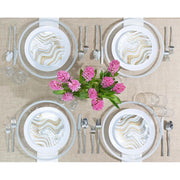 PLASTICPRO Elegant Disposable Plastic Plates Set, Gold and Silver Curve Design, 32 Pack with 16 10-Inch Dinner Plates and 16 7.5-Inch Salad Plates