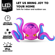 Joyfy Halloween Inflatable Octopus with Tentacles, Built-in LED Lights, 10 ft Long Outdoor Decoration