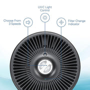 GermGuardian AC4700BDLX Air Purifier, 15-Inch Tower, True HEPA Filter, UV-C Light, Activated Charcoal, 3 Speeds, Black, For Rooms Up to 150 Sq. Ft
