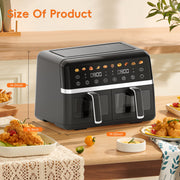 Whall Digital Air Fryer Oven, Dual Independent 5 Qt Baskets, 1800W, White
