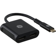 GE USB-C to Dual HDMI Adapter, 4K Ultra HD 60Hz, Power Pass-Through, Black, 81661