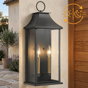 Lawyettle Dusk to Dawn Outdoor Wall Light, 20.6 in Large 2-Light Black Waterproof Wall Sconce with Glass, Modern Exterior Wall Lantern for Porch, Garage, Patio MX7008