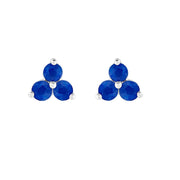 Unbranded Genuine Gemstone Cluster Earrings in 14K Sapphire White Gold