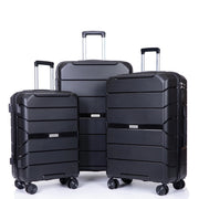 Travelhouse 3 Piece Luggage Set Hardshell Lightweight Suitcase with TSA Lock Spinner Wheels 20in24in28in. Black
