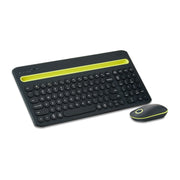 Onn Wireless Keyboard and Mouse Combo, Standard 100-Key US Layout, Battery Powered Optical Mouse, Grey