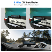 MHCABSR Solar-Powered Wireless Backup Camera Kit, 5-Inch 1080P Display, 5000mAh Battery, IP69K Waterproof, Universal Fit for Cars Trucks RVs Trailers