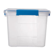 Ezy Storage FBA-34063 50 Liter IP67 Waterproof Plastic Storage Tote with Airtight Lid, Clear Stackable Utility Bin with Latches for Kitchen, Bedroom, Garage, Shed, Bathroom Storage
