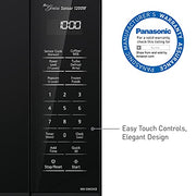 Panasonic Countertop Microwave Oven, 1200W, 1.2 cu.ft., Black, Inverter Technology, Genius Sensor Cooking, Popcorn Button, Turbo Defrost, NN-SN65KB