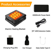 Hyindoor 0625 Cordless Electric Heated Blanket, 59 x 33 in, 20000mAh USB Battery, 3 Temperature Settings, Dark Gray