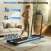 TASKBAY Folding Electric Treadmill with Handles, Portable, 300 lb Capacity, Foldable Design with Wheels