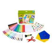 Crayola Stencil and Sticker Art Set, 30 Stencils, Toddler Art Activity Kit with Washable Markers, Safety Scissors, Stickers, Glue Stick, Construction and Blank Paper, Multicolor