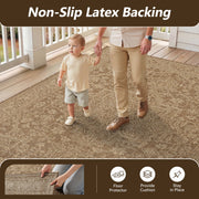 SIXHOME Farmhouse Medallion Outdoor Rug, Water-Resistant Polypropylene Weave, UV Resistant, Non-Slip Backing, Brown, 5'x7'