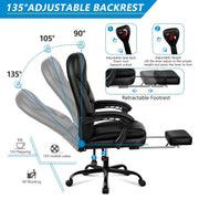 Coolhut 300PY-Black Executive Office Leather Chair with Foot Rest Black