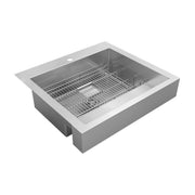 Elkay Dart Canyon Farmhouse Kitchen Sink, Single Bowl, 29-7/8 in Length, 27-1/4 in Width, 9 in Depth, Polished Satin Stainless Steel, ADA Workstation, ELDSSF30279DBG