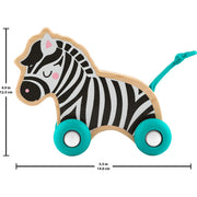 Fisher-Price Wooden Push Along Animals Toy Set, Lion and Zebra Vehicles with Silicone Wheels, Sustainable Wood, Infant Crawling Play, JFN19