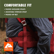 Ozark Trail 47L Hydration Compatible Hiking Backpack, Red, Unisex