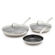 Blue Diamond CC010451-001 Diamond Bond 5-Piece Non-Stick Frying Pans Set, Tri-Ply Stainless Steel Hybrid Cookware
