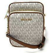 Michael Kors 35F1GTVC2B Women's Flight Logo Leather Crossbody Bag, Beige