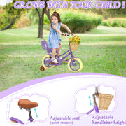 KORIMEFA Girls Bike, Adjustable Seat, Removable Training Wheels, Dual Brakes, Full Chain Guard, Wide Pneumatic Tires, Basket, Doll Seat, 20 Inch