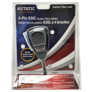 Astatic 636L Noise-Canceling 4-Pin CB Microphone, Carbon Fiber Finish, Heavy-Duty 7.5 ft Coil Cord, Black, 302636LCF