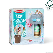 Melissa & Doug Swirl and Serve Ice Cream Play Set, Wooden Two-Color Soft Serve Dispenser, 8-Piece Pretend Play Toy, 50597