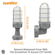 Sunlite LED Outdoor Vapor Tight Light Fixture, 21 Watts, 2562 Lumens, Color Selectable 3000K/4000K/5000K, Dimmable, Grey, 88144-SU