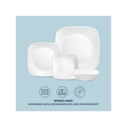 Corelle 1147223 16 Piece Cherish Square Dinnerware Set, White