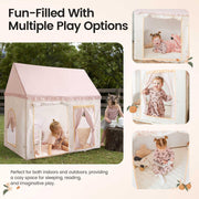 The Natural Baby Company Kids Play Tent, Natural Cream Indoor Playhouse with Cushion and Fairy Lights, Portable Polyester Tent for Toddlers Ages 3-6, TNYE1010