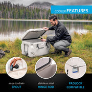 Lifetime 65 Quart Bear-Resistant High Performance Hard Camping Cooler, Sage Green, 75 Can Capacity, 91417