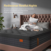 Viscountess Hybrid Queen Mattress, 10 Inch Gel Memory Foam, Individually Pocketed Springs, Medium-Firm, Breathable Cover