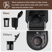Mecity Mini Single Serve Coffee Maker for Ground Coffee and Loose Tea, Compact Black, 6-12 Oz Brew, KC3002-Black