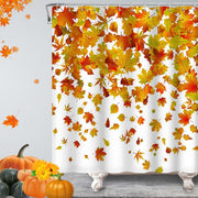 CoKnites Gold Maple Leaves Shower Curtain, Autumn Falling Yellow Leaves Design, Fabric Bathroom Curtain with 12 Hooks, 72H x 72W in