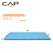 CAP Barbell Folding Exercise Training Gymnastics Balance Mat, 10 ft x 4 ft x 2 in Thick, Blue, MTIS-9204-BL10P