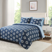 Mainstays 7-Piece Reversible Bed in a Bag Comforter Set, Navy Geo, Queen