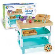 Learning Resources New Sprouts Prep 'n' Store Kitchen Island Play Food Set, Multi-Colored, 11 Pieces, Ages 2+, LER9752