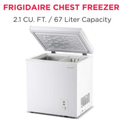 Frigidaire 2.1 Cu. Ft. Manual Defrost Chest Freezer, White, Adjustable Thermostat, EFRF200-6COM