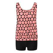 NIEWTR Women's Tankini Bathing Suits Ruffle High Waisted Swimsuit Tummy Control Swimwear, M, Pink
