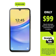 Samsung STSAS156VCPWP Straight Talk/TracFone Samsung Galaxy A15, 128GB, Black - Prepaid Smartphone
