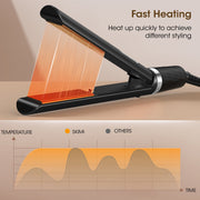 SKIMI Hair Straightener Flat Iron, Curling-5 Temp, Dual Voltage, Black - Fast Heating