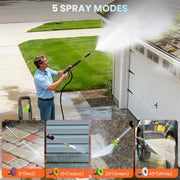 TASKBAY Electric Pressure Washer, 1800W, 5000 PSI, 3.0 GPM, Portable with 25ft Cord, 23ft Hose, 4 Nozzles, Green, C10