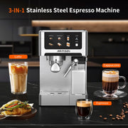 AIRMSEN BCM2308-WL 20 Bar Cappuccino Latte Machines with Automatic Milk Frothe