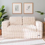 GOODONE Bean Bag Chair Sofa, Giant Loveseat, Luxurious Bubble Fabric, Soft Plush, Beige, 2-Seater